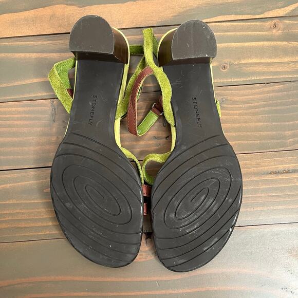 Stonefly Energel Brown Green Suede Leather Open Toe Heeled Sandals 7.5 - Picture 10 of 10